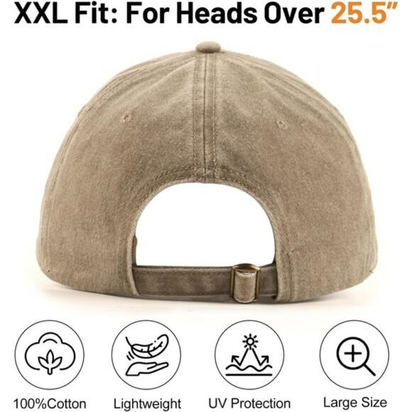 XXL Oversize Denim Baseball Cap Adjustable Big Head Dad Hat Cotton Unisex - Picture 2 of 7